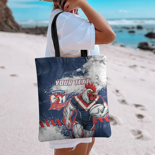 Personalized Sydney Roosters Rugby Tote Bag Rooster Mascot - Sporty Splash Art Style