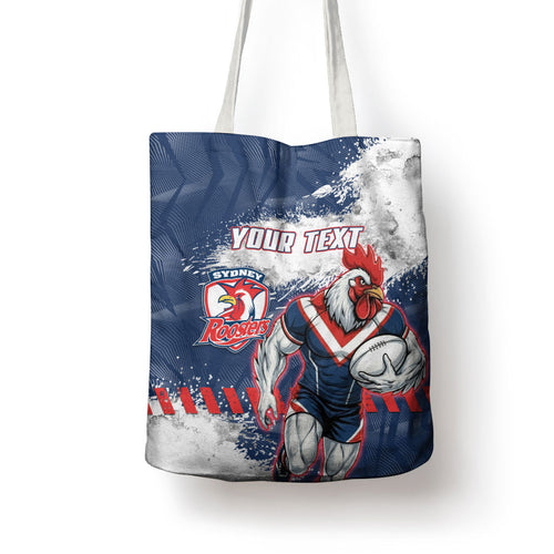 Personalized Sydney Roosters Rugby Tote Bag Rooster Mascot - Sporty Splash Art Style