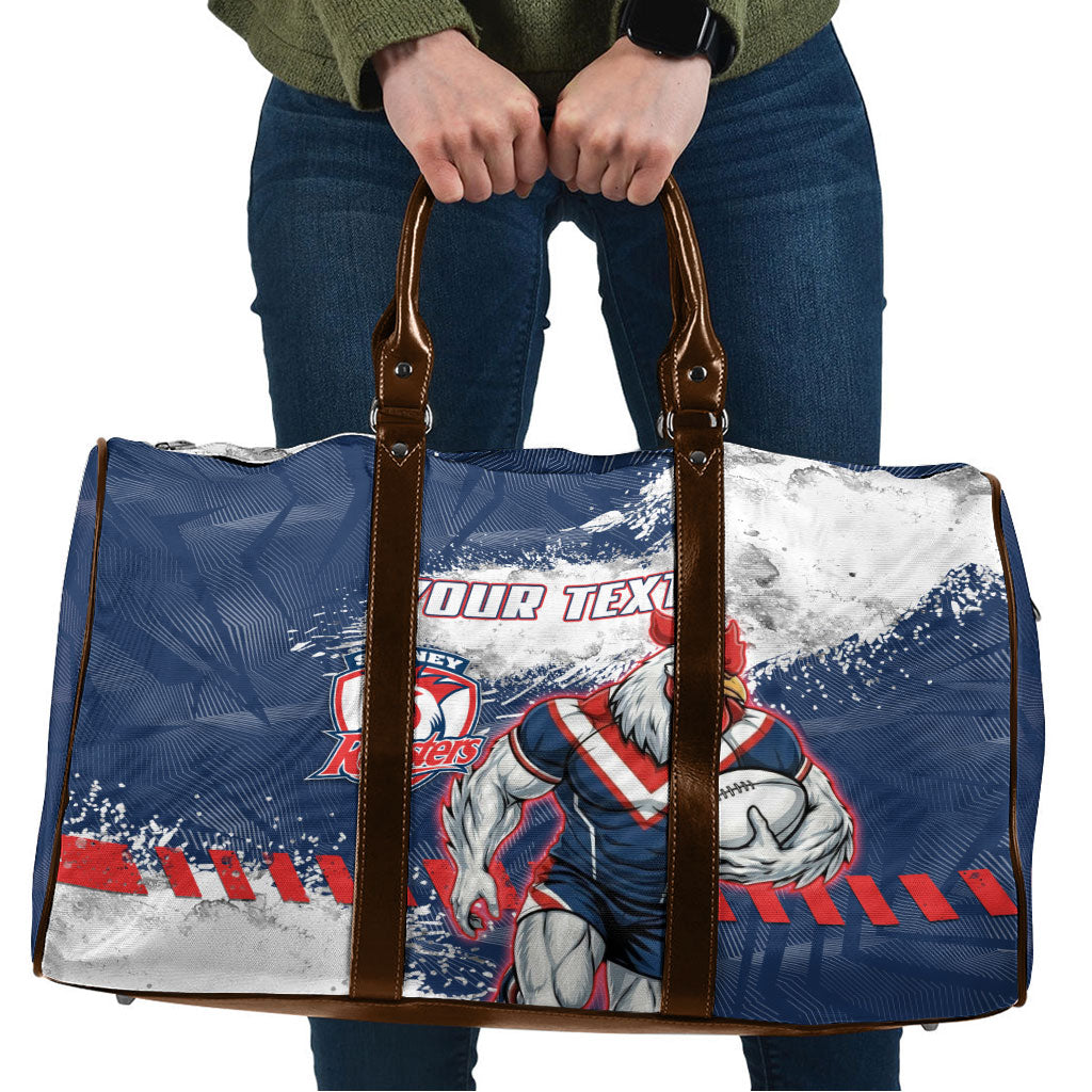 Personalized Sydney Roosters Rugby Travel Bag Rooster Mascot - Sporty Splash Art Style