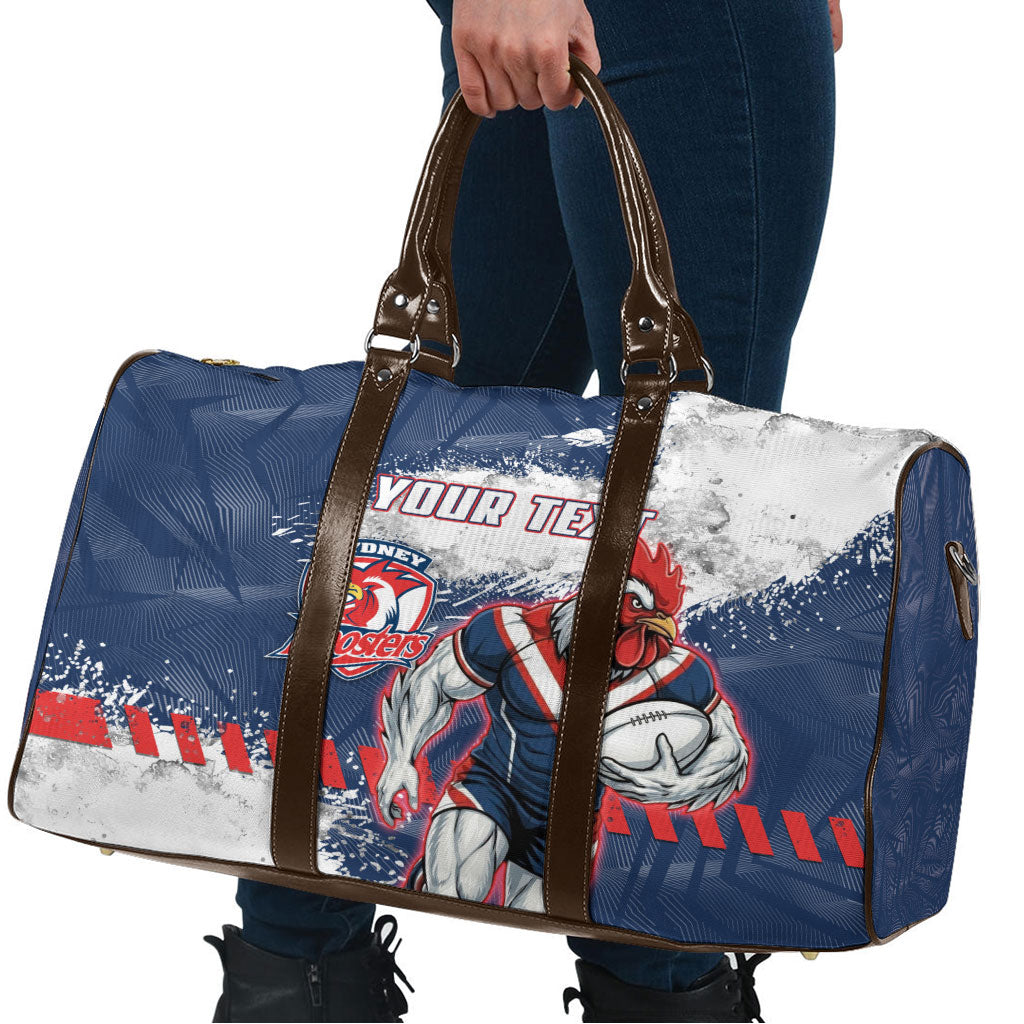 Personalized Sydney Roosters Rugby Travel Bag Rooster Mascot - Sporty Splash Art Style