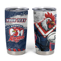 Personalized Sydney Roosters Rugby Tumbler Cup Rooster Mascot - Sporty Splash Art Style