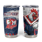 Personalized Sydney Roosters Rugby Tumbler Cup Rooster Mascot - Sporty Splash Art Style