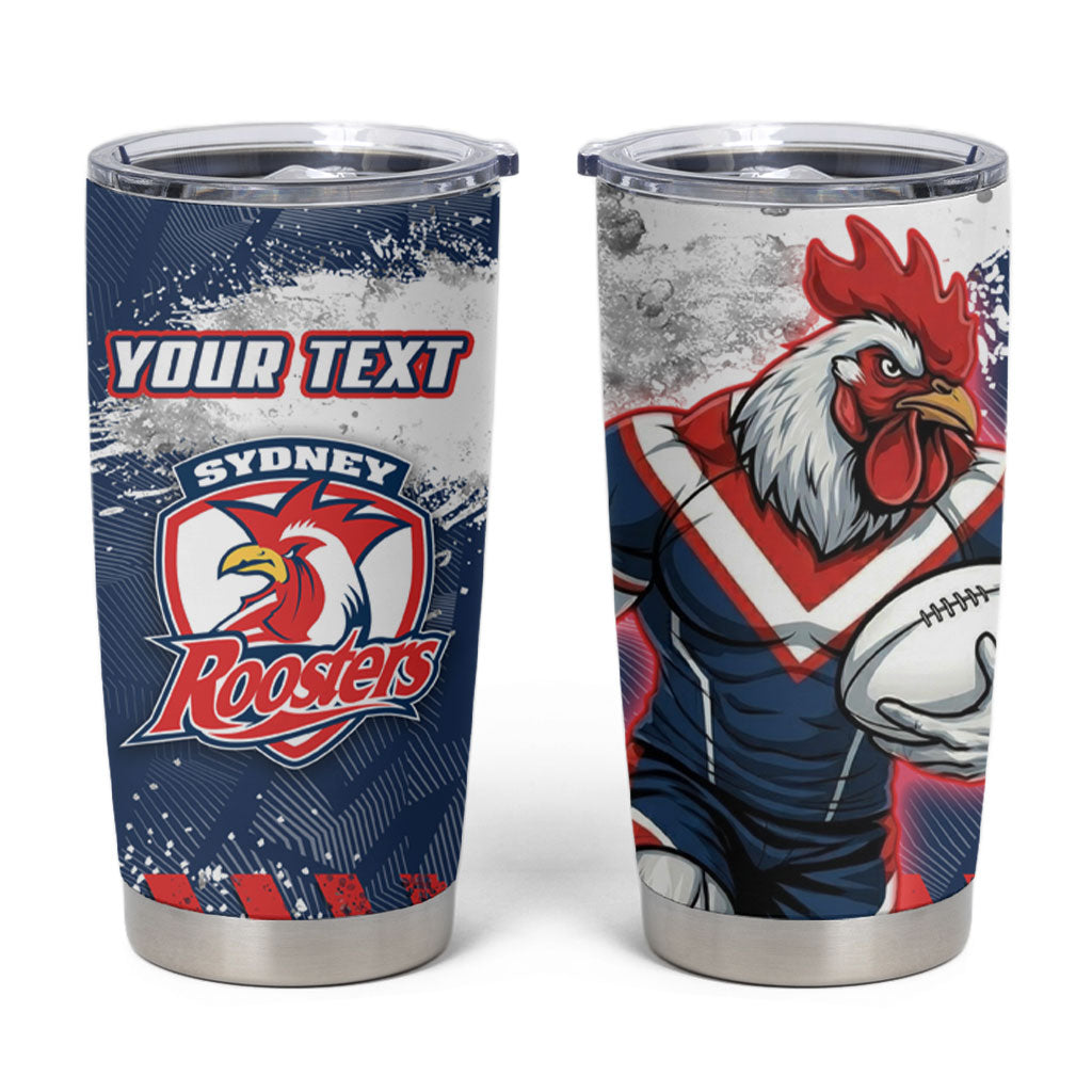 Personalized Sydney Roosters Rugby Tumbler Cup Rooster Mascot - Sporty Splash Art Style