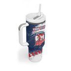 Personalized Sydney Roosters Rugby Tumbler With Handle Rooster Mascot - Sporty Splash Art Style