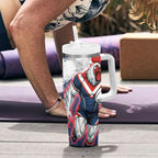 Personalized Sydney Roosters Rugby Tumbler With Handle Rooster Mascot - Sporty Splash Art Style