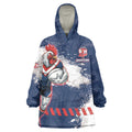 Personalized Sydney Roosters Rugby Wearable Blanket Hoodie Rooster Mascot - Sporty Splash Art Style