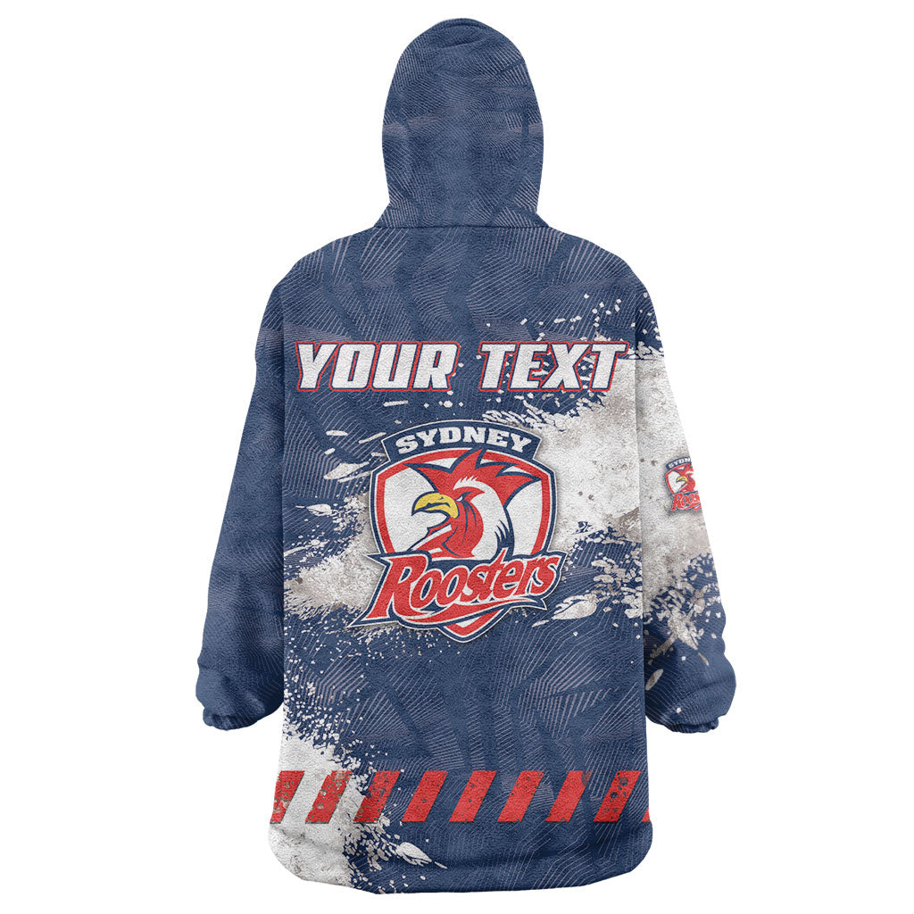 Personalized Sydney Roosters Rugby Wearable Blanket Hoodie Rooster Mascot - Sporty Splash Art Style