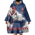 Personalized Sydney Roosters Rugby Wearable Blanket Hoodie Rooster Mascot - Sporty Splash Art Style
