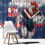 Personalized Sydney Roosters Rugby Window Curtain Rooster Mascot - Sporty Splash Art Style