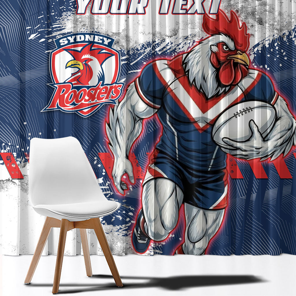 Personalized Sydney Roosters Rugby Window Curtain Rooster Mascot - Sporty Splash Art Style