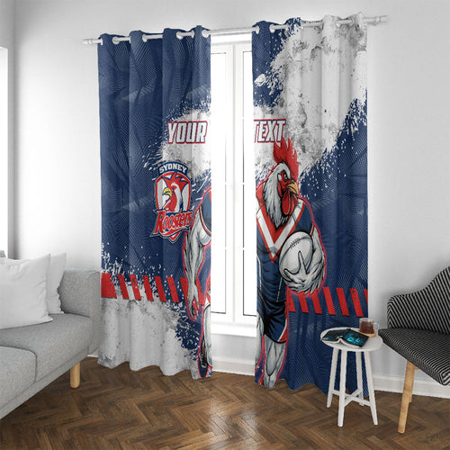 Personalized Sydney Roosters Rugby Window Curtain Rooster Mascot - Sporty Splash Art Style