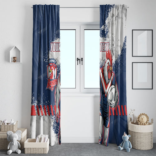 Personalized Sydney Roosters Rugby Window Curtain Rooster Mascot - Sporty Splash Art Style