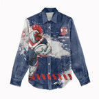 Personalized Sydney Roosters Rugby Women Casual Shirt Rooster Mascot - Sporty Splash Art Style