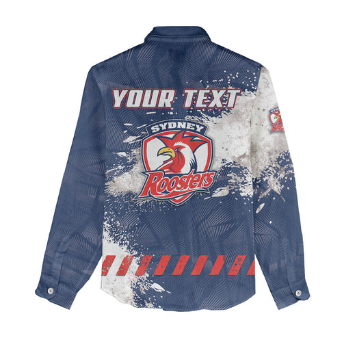 Personalized Sydney Roosters Rugby Women Casual Shirt Rooster Mascot - Sporty Splash Art Style