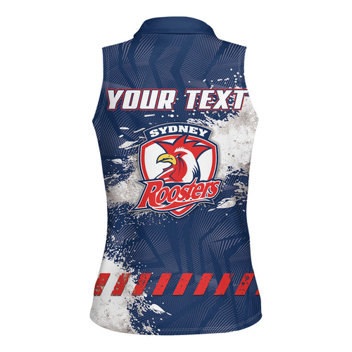 Personalized Sydney Roosters Rugby Women Sleeveless Polo Shirt Rooster Mascot - Sporty Splash Art Style