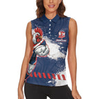 Personalized Sydney Roosters Rugby Women Sleeveless Polo Shirt Rooster Mascot - Sporty Splash Art Style