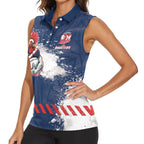 Personalized Sydney Roosters Rugby Women Sleeveless Polo Shirt Rooster Mascot - Sporty Splash Art Style