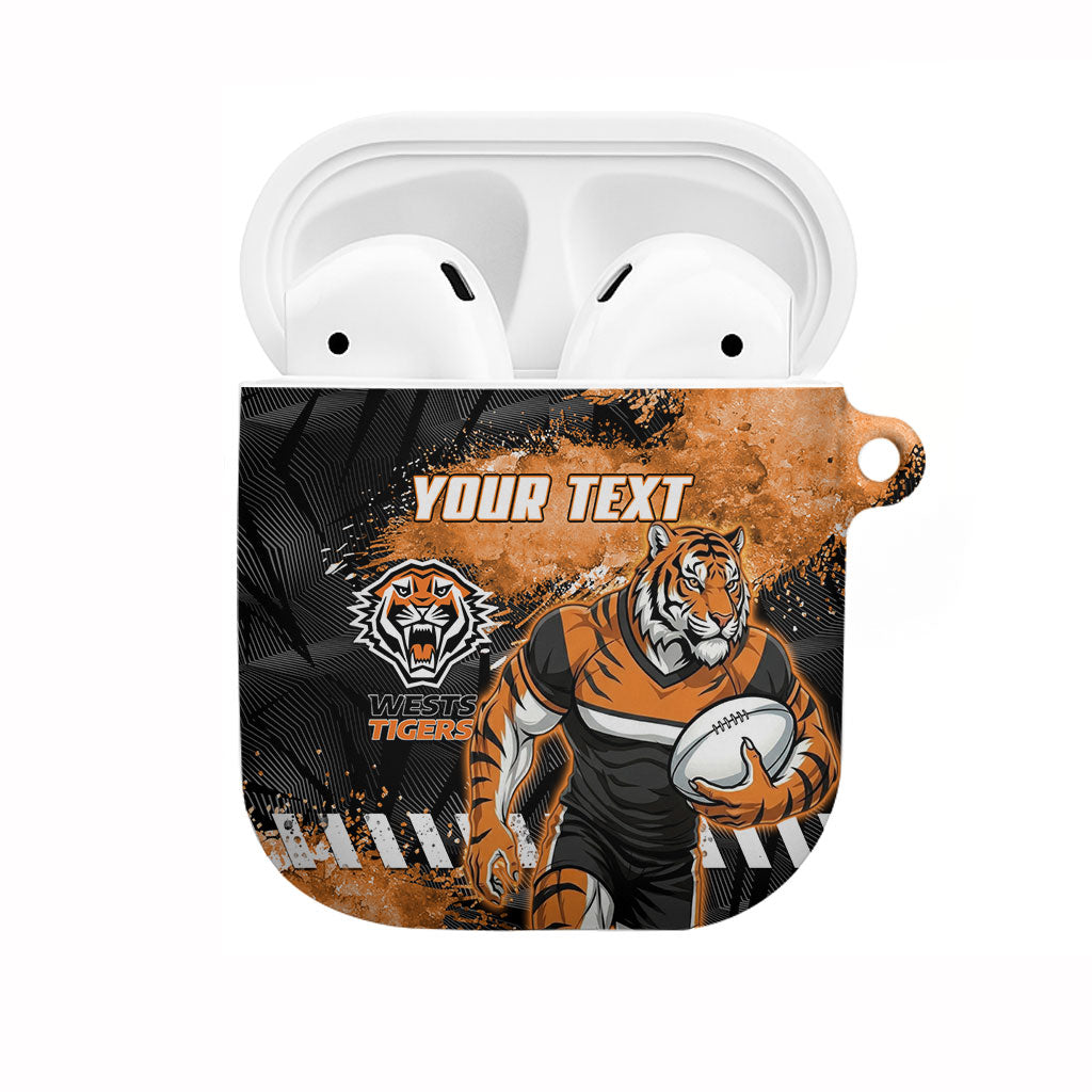 Personalized Wests Tigers Rugby AirPods Case Tiger Mascot - Sporty Splash Art Style