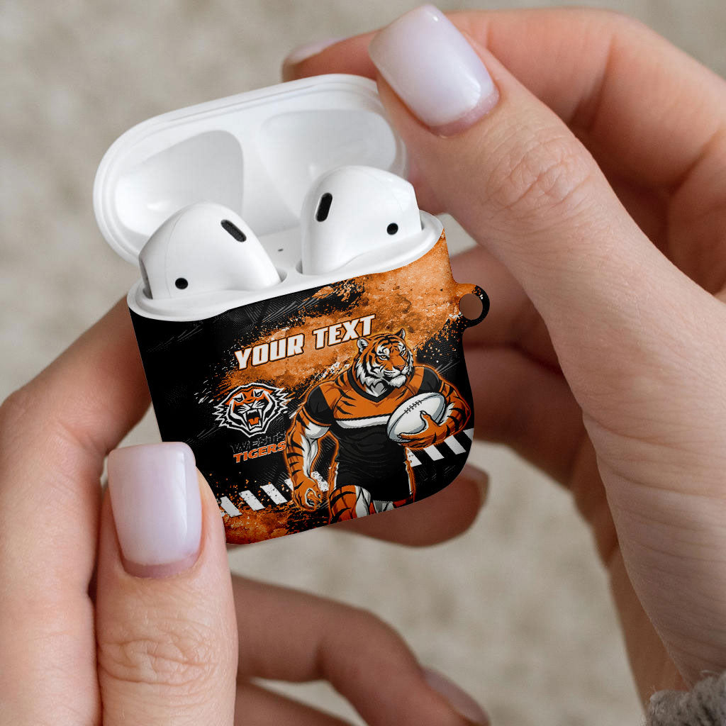 Personalized Wests Tigers Rugby AirPods Case Tiger Mascot - Sporty Splash Art Style