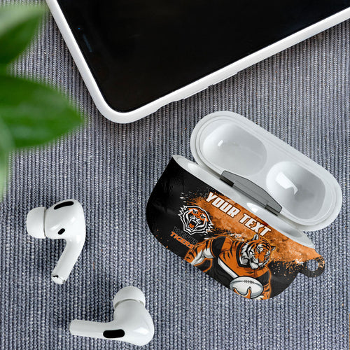 Personalized Wests Tigers Rugby AirPods Case Tiger Mascot - Sporty Splash Art Style