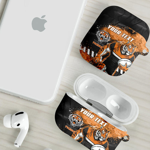 Personalized Wests Tigers Rugby AirPods Case Tiger Mascot - Sporty Splash Art Style