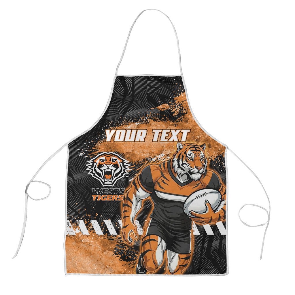 Personalized Wests Tigers Rugby Apron Tiger Mascot - Sporty Splash Art Style