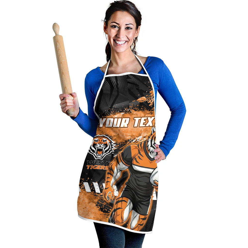 Personalized Wests Tigers Rugby Apron Tiger Mascot - Sporty Splash Art Style