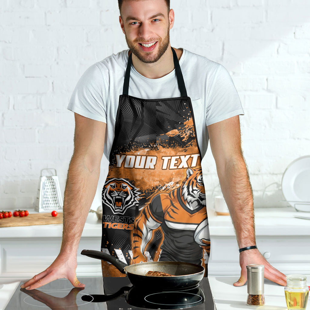 Personalized Wests Tigers Rugby Apron Tiger Mascot - Sporty Splash Art Style
