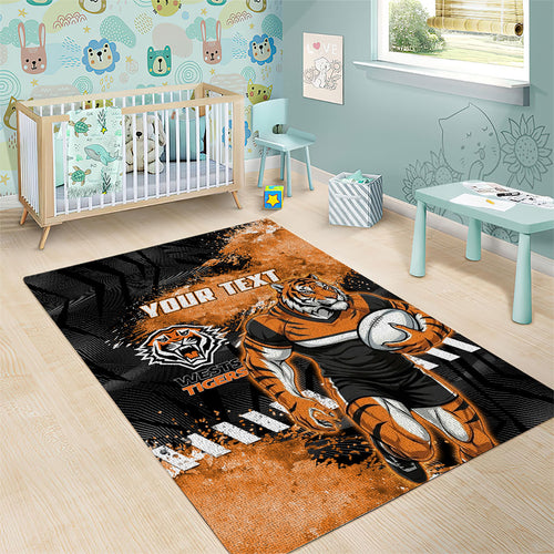 Personalized Wests Tigers Rugby Area Rug Tiger Mascot - Sporty Splash Art Style