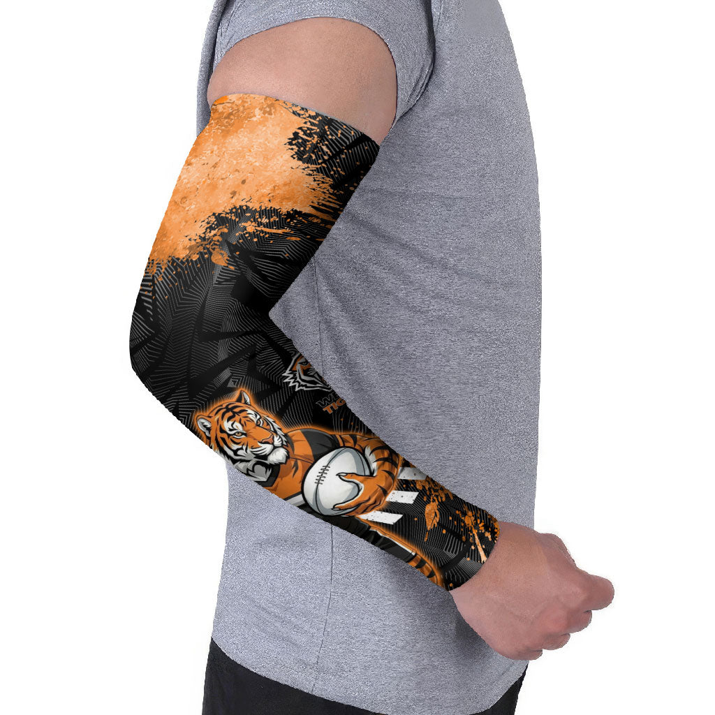 Personalized Wests Tigers Rugby Arm Sleeves Tiger Mascot - Sporty Splash Art Style