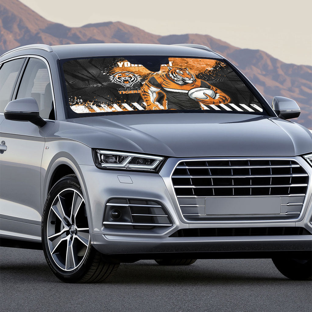 Personalized Wests Tigers Rugby Auto Sun Shade Tiger Mascot - Sporty Splash Art Style