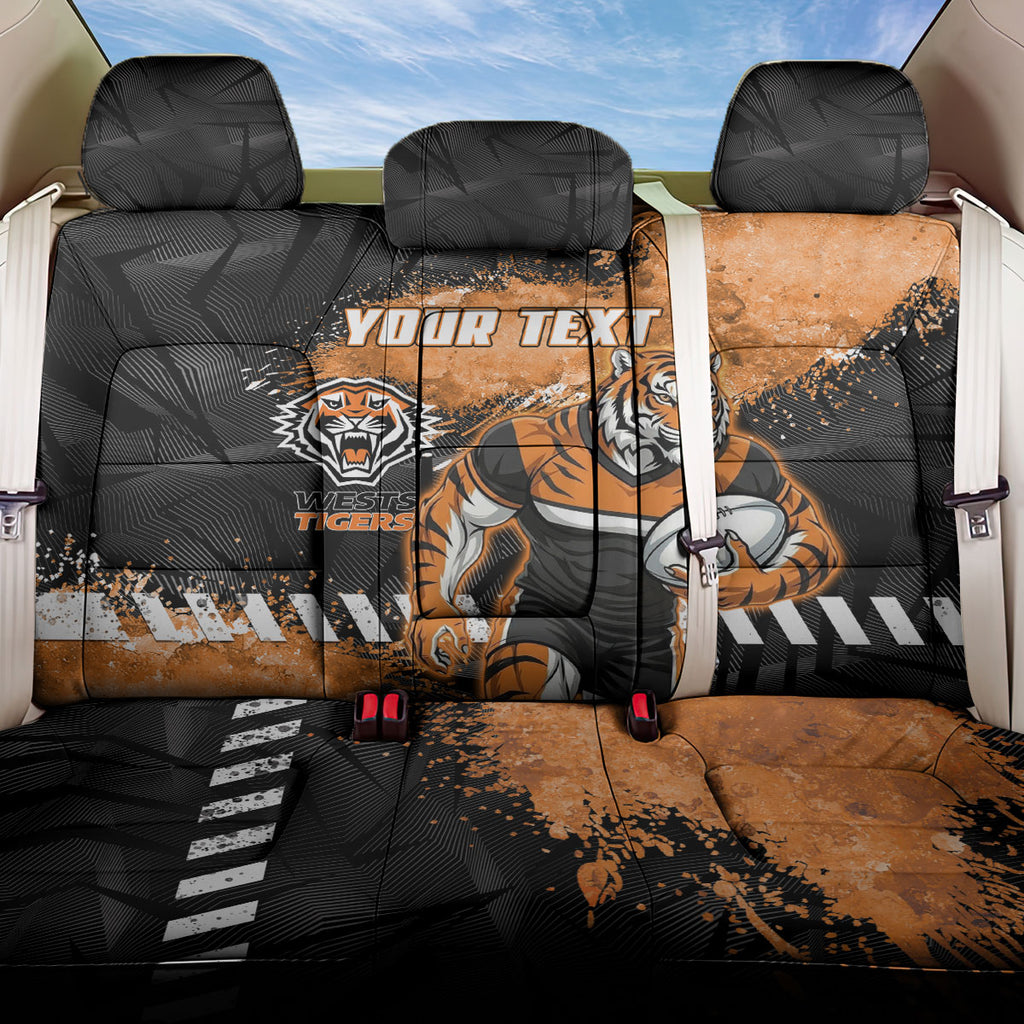 Personalized Wests Tigers Rugby Back Car Seat Cover Tiger Mascot - Sporty Splash Art Style