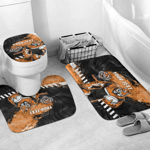 Personalized Wests Tigers Rugby Bathroom Set Tiger Mascot - Sporty Splash Art Style