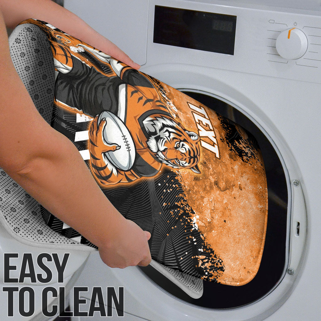 Personalized Wests Tigers Rugby Bathroom Set Tiger Mascot - Sporty Splash Art Style
