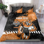 Personalized Wests Tigers Rugby Bedding Set Tiger Mascot - Sporty Splash Art Style