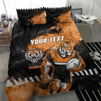 Personalized Wests Tigers Rugby Bedding Set Tiger Mascot - Sporty Splash Art Style