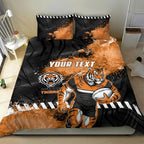 Personalized Wests Tigers Rugby Bedding Set Tiger Mascot - Sporty Splash Art Style