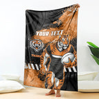 Personalized Wests Tigers Rugby Blanket Tiger Mascot - Sporty Splash Art Style