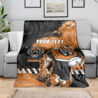 Personalized Wests Tigers Rugby Blanket Tiger Mascot - Sporty Splash Art Style
