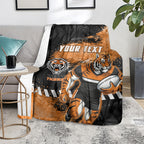 Personalized Wests Tigers Rugby Blanket Tiger Mascot - Sporty Splash Art Style