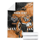 Personalized Wests Tigers Rugby Blanket Tiger Mascot - Sporty Splash Art Style