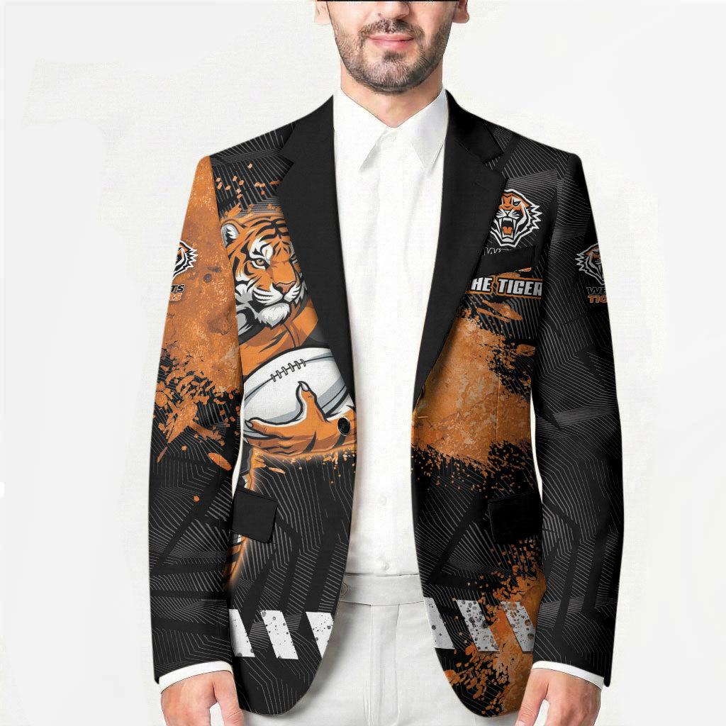 Personalized Wests Tigers Rugby Blazer Tiger Mascot - Sporty Splash Art Style