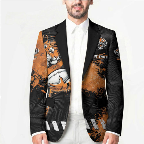 Personalized Wests Tigers Rugby Blazer Tiger Mascot - Sporty Splash Art Style