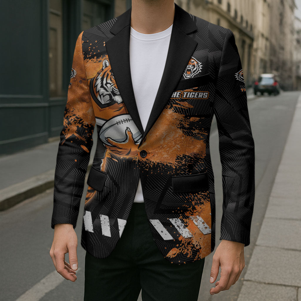 Personalized Wests Tigers Rugby Blazer Tiger Mascot - Sporty Splash Art Style