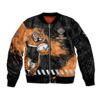 Personalized Wests Tigers Rugby Bomber Jacket Tiger Mascot - Sporty Splash Art Style