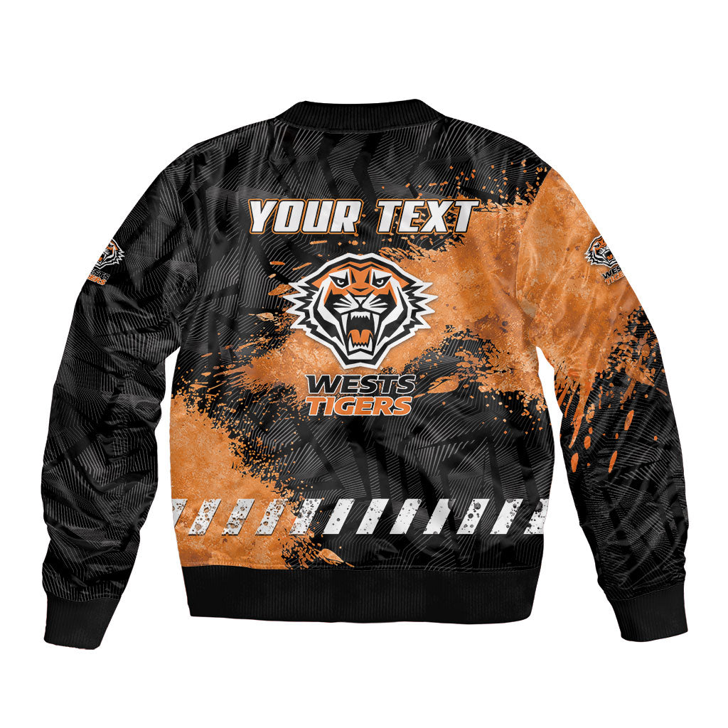 Personalized Wests Tigers Rugby Bomber Jacket Tiger Mascot - Sporty Splash Art Style