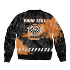 Personalized Wests Tigers Rugby Bomber Jacket Tiger Mascot - Sporty Splash Art Style