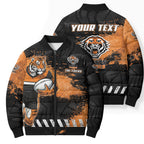 Personalized Wests Tigers Rugby Bomber Puffer Jacket Tiger Mascot - Sporty Splash Art Style