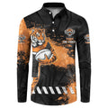 Personalized Wests Tigers Rugby Button Sweatshirt Tiger Mascot - Sporty Splash Art Style