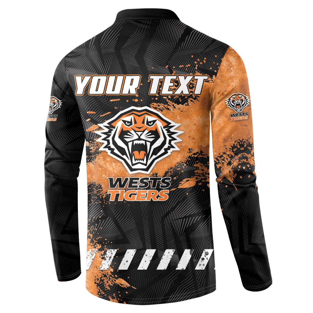 Personalized Wests Tigers Rugby Button Sweatshirt Tiger Mascot - Sporty Splash Art Style